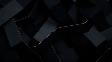 Abstract composition made of black paper, dark backgroundの写真素材