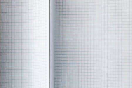 Close-up of open notebook, squared sheets
