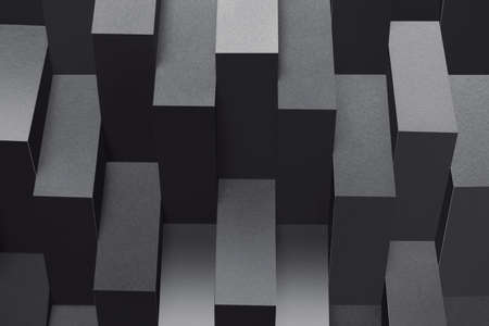 Abstract composition made of black paper, dark background