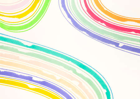 Paper with colorful curved lines, white backgroundの写真素材