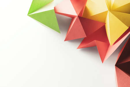 Geometric shapes made colorful paper, 3d illustrationの写真素材