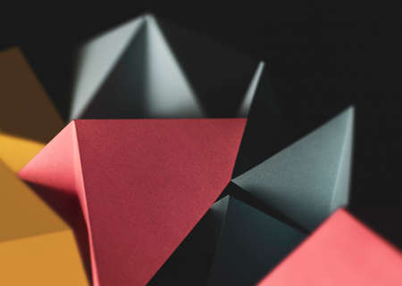 Geometric shapes made colorful paper, 3d illustrationの写真素材