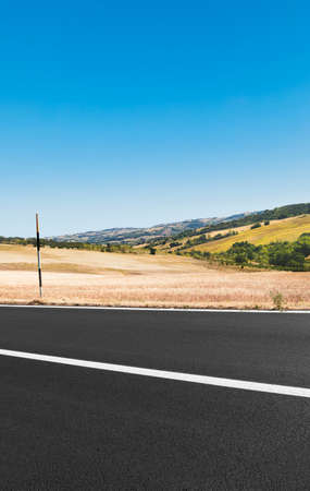 Empty road in the countryside, landscape in summer dayの写真素材