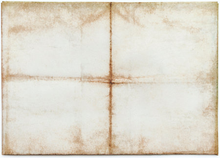 Old paper folded in four, texture backgroundの写真素材