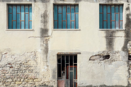 Detail building exterior, glass door and windowの写真素材