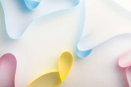 Abstract composition with colorful shapes made paper, 3d illustrationの写真素材