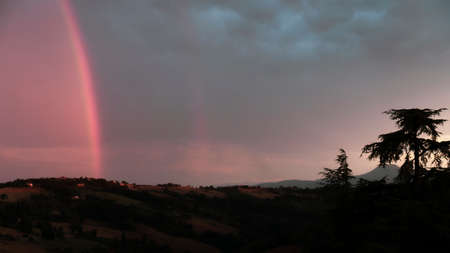 Natural landscape at sunset, stormy skyの写真素材