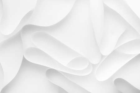 White shapes curved, abstract background, 3d illustration