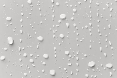 Water drops gray surface, close-upの写真素材