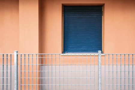 Window closed of house with pink facade, exteriorの写真素材