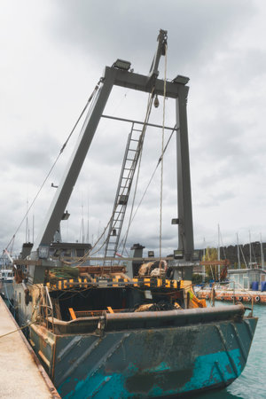 Fishing vessel moored at the pier, outdoors