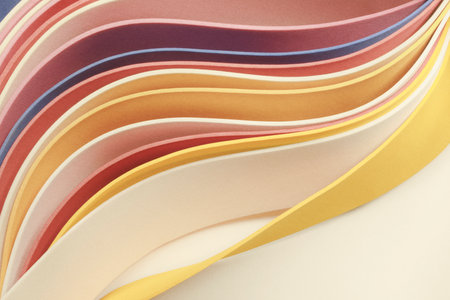 Abstract composition with colorful wavy shapes isolated on white