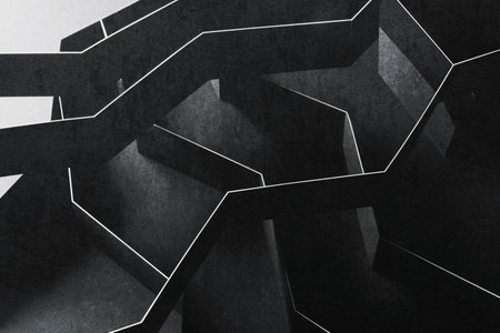 Black construction, labyrinth, abstract architectural conceptの写真素材