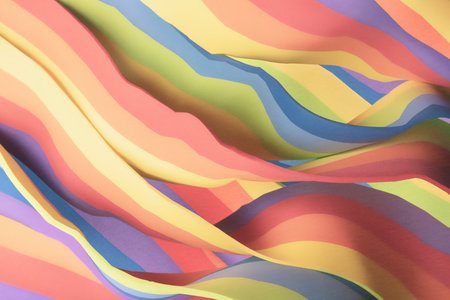 Close-up stripes rainbow for colorful abstract background, 3d illustrationの写真素材