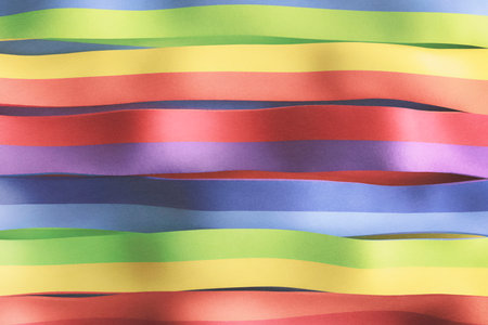 Close-up stripes rainbow for colorful abstract background, 3d illustrationの写真素材
