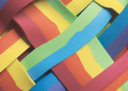 Close-up stripes rainbow for colorful abstract background, 3d illustrationの写真素材
