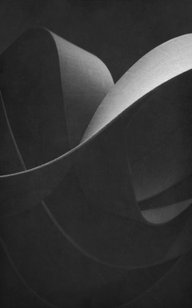 Closeup of intersecting wavy stripes on black background, 3d abstract illustrationの写真素材