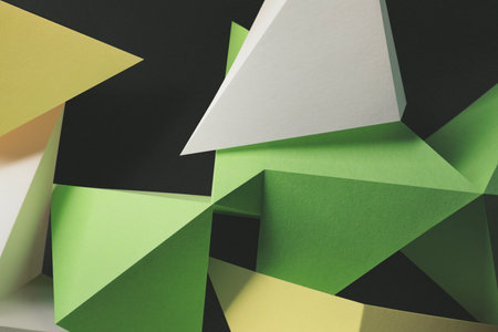 Colorful geometric shapes made of paper, abstract backgroundの写真素材
