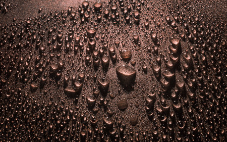 Macro of Water drops on rough surface, bronze toneの写真素材