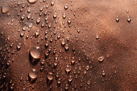 Macro of Water drops on rough surface, bronze toneの写真素材