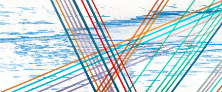 Abstract background with stripes, watercolors on paper textureの写真素材