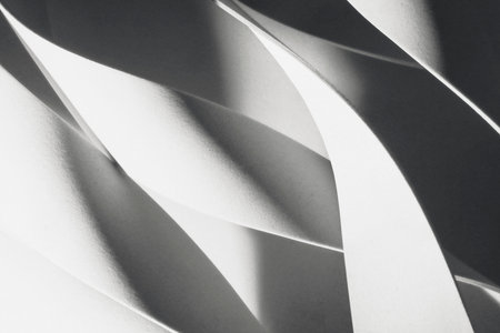 Abstract, wavy shapes in black and white, 3d illustrationの写真素材