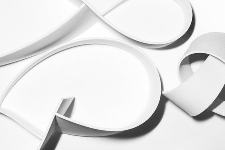 Black and white curvilinear elements, abstract background, 3d illustration