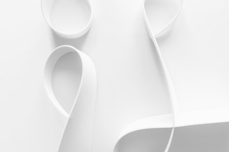 Black and white curvilinear elements, abstract background, 3d illustrationの写真素材