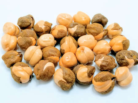 A picture of rosted chickpeas isolated on white background