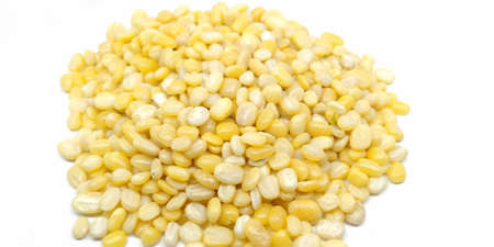 A picture of split moong daal on white backgroundの写真素材
