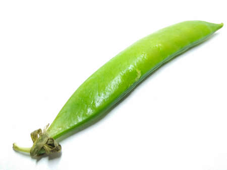 A picture of green pea pod on white backgroundの写真素材