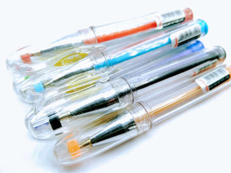 A picture of ink pens on white backgroundの写真素材