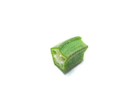 A picture of ladyfinger slice isolated on white backgroundの写真素材