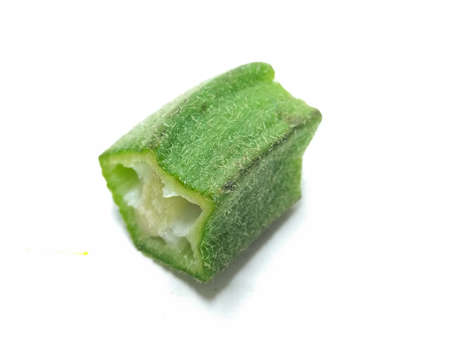 A picture of ladyfinger slice on a white backgroundの写真素材