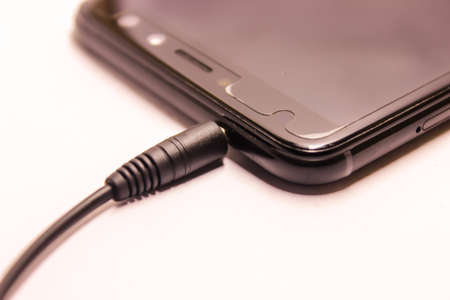 A picture of audio jack on white background