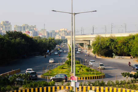 A picture of Traffic on highway with carsのeditorial素材