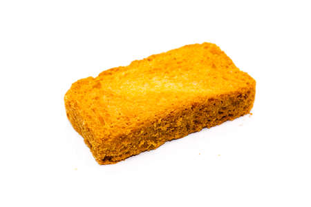 Crispy rusk on white background with selective focus