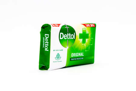 Noida , utter pardesh , India - october 17 2021 , Dettol soap , A picture of Dettol soap on white background with selective focus in noida october 17 2021のeditorial素材