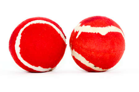 Leather ball isolated on white background with selective focusの写真素材