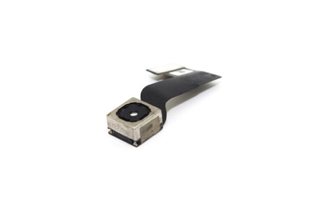 Mobile camera on white background with selective focus