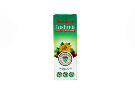 Noida , Utter pardesh , India - october 19 2021 , Hamdard Joshina Syrup , A picture of Hamdard Joshina Syrup on white background with selective focus in noida october 19 2021のeditorial素材