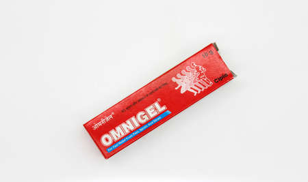 Noida , Utter pardesh , india - october 19 2021 , Omnigel Pain Relief Gel , A picture of Omnigel Pain Relief Gel on white background with selective focus in noida october 19 2021のeditorial素材
