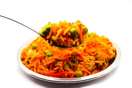 A picture of Veg biryani recipe with selective focus