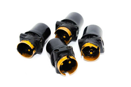 Bulb holders on white background with selective focus