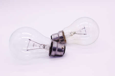 light bulbs on white background with selective focusの写真素材