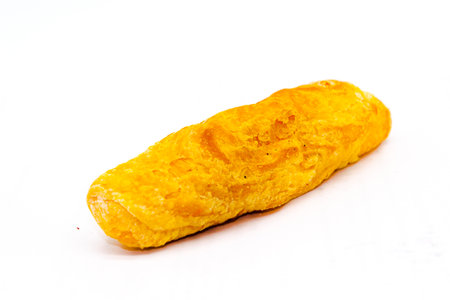 Baguette on white background with selective focus
