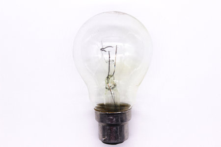 light bulb on white background with selective focusの写真素材