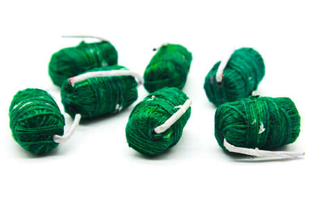 Fire cracker on white background with selective focusの写真素材