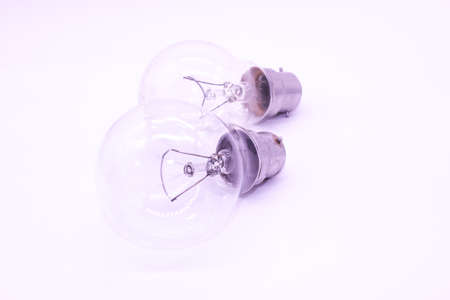 light bulbs on white background with selective focus