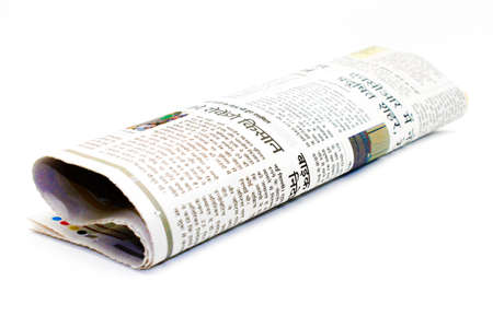 Noida , Utter pardesh , India - November 09 2021 , News paper , A picture of news paper on white background with selective focus in noida november 09 2021のeditorial素材